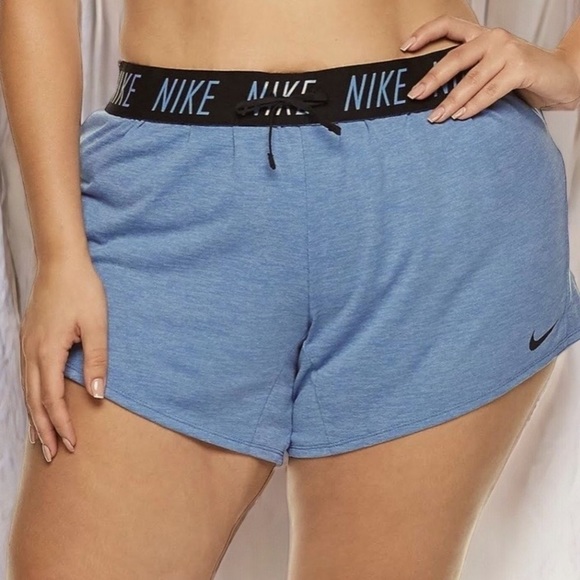 Nike Pants - Nike Dri-Fit Attack Fold Over Training Shorts Heather Blue Activewear Plus Size